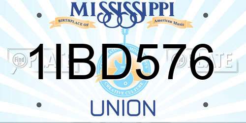 1IBD576 Mississippi License Plate