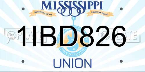 1IBD826 Mississippi License Plate