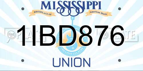 1IBD876 Mississippi License Plate