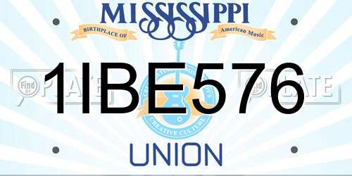 1IBE576 Mississippi License Plate