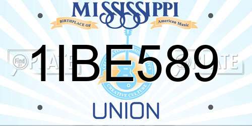 1IBE589 Mississippi License Plate
