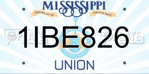 1IBE826 Mississippi License Plate