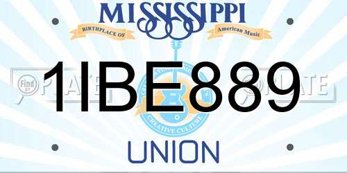 1IBE889 Mississippi License Plate