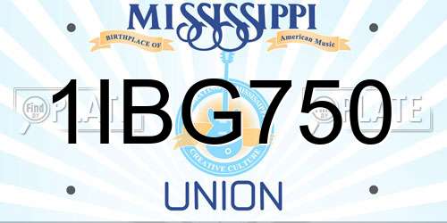 1IBG750 Mississippi License Plate