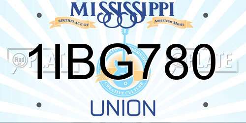 1IBG780 Mississippi License Plate