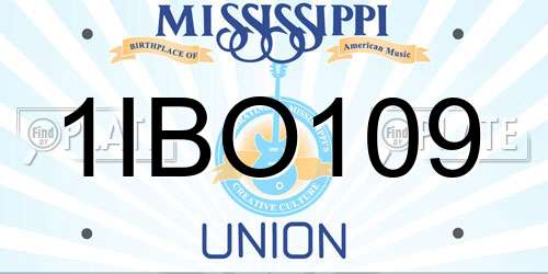 1IBO109 Mississippi License Plate
