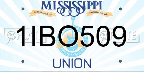 1IBO509 Mississippi License Plate