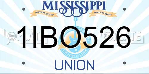 1IBO526 Mississippi License Plate