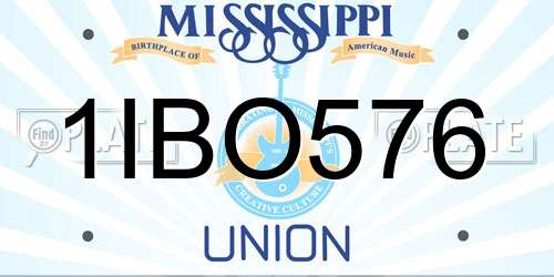 1IBO576 Mississippi License Plate