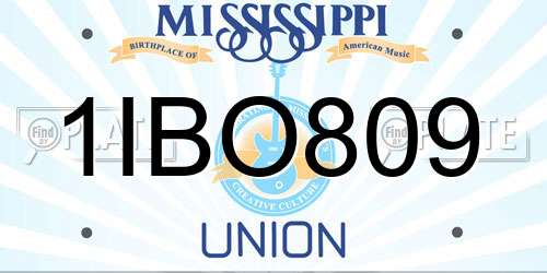 1IBO809 Mississippi License Plate