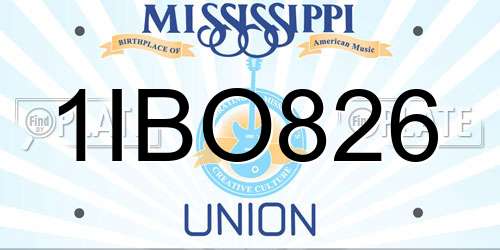 1IBO826 Mississippi License Plate