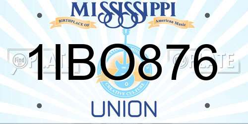 1IBO876 Mississippi License Plate