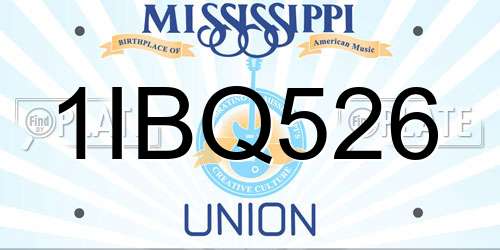 1IBQ526 Mississippi License Plate