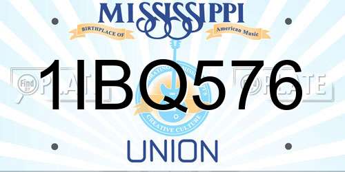1IBQ576 Mississippi License Plate