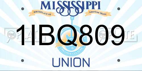 1IBQ809 Mississippi License Plate