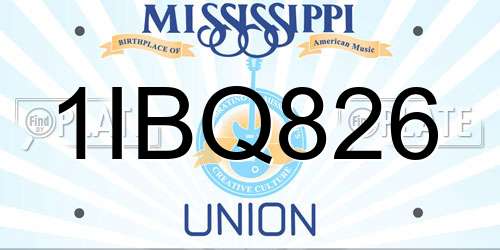 1IBQ826 Mississippi License Plate