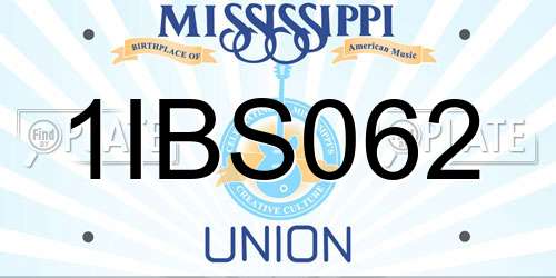 1IBS062 Mississippi License Plate