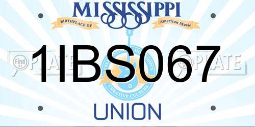 1IBS067 Mississippi License Plate
