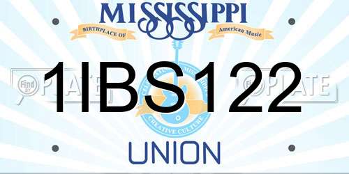 1IBS122 Mississippi License Plate