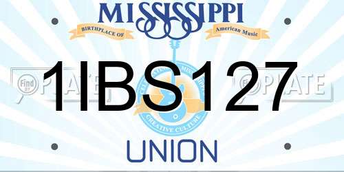 1IBS127 Mississippi License Plate