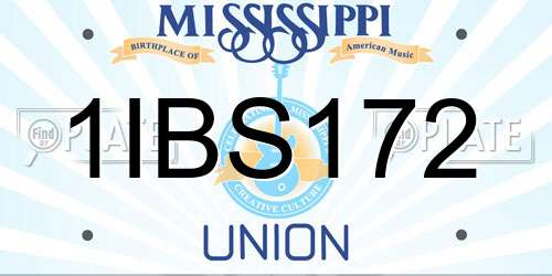 1IBS172 Mississippi License Plate