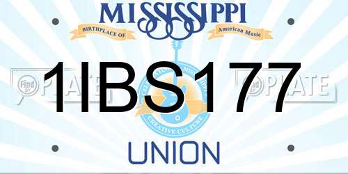 1IBS177 Mississippi License Plate