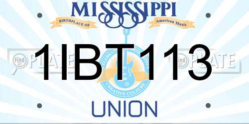 1IBT113 Mississippi License Plate