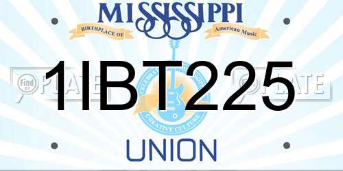 1IBT225 Mississippi License Plate