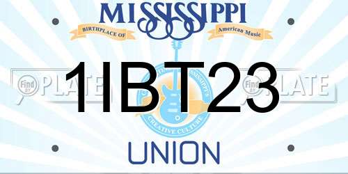 1IBT23 Mississippi License Plate