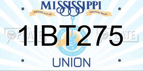 1IBT275 Mississippi License Plate