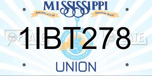 1IBT278 Mississippi License Plate
