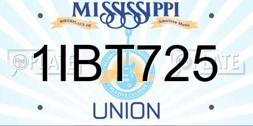 1IBT725 Mississippi License Plate