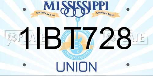 1IBT728 Mississippi License Plate
