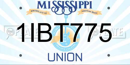 1IBT775 Mississippi License Plate