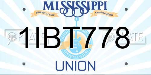 1IBT778 Mississippi License Plate