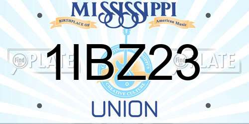 1IBZ23 Mississippi License Plate