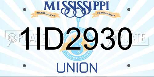1ID2930 Mississippi License Plate