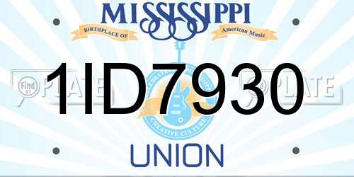 1ID7930 Mississippi License Plate