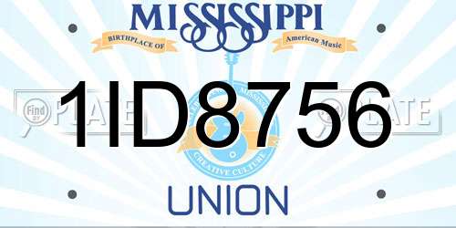 1ID8756 Mississippi License Plate