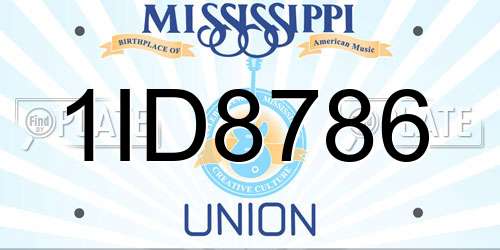 1ID8786 Mississippi License Plate