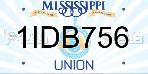 1IDB756 Mississippi License Plate