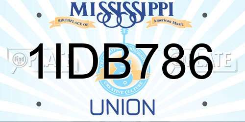 1IDB786 Mississippi License Plate