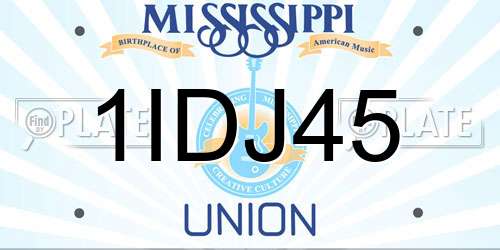 1IDJ45 Mississippi License Plate