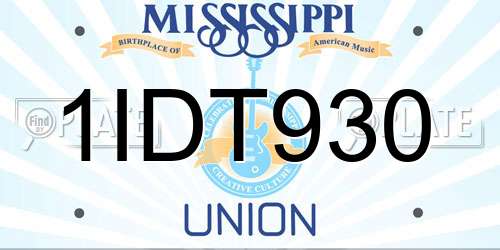 1IDT930 Mississippi License Plate