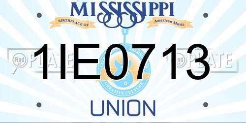 1IE0713 Mississippi License Plate