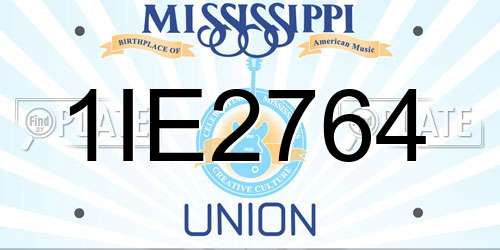 1IE2764 Mississippi License Plate