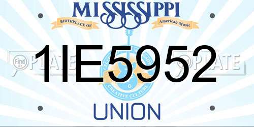 1IE5952 Mississippi License Plate