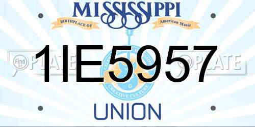 1IE5957 Mississippi License Plate