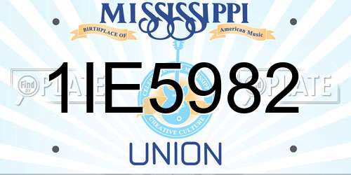 1IE5982 Mississippi License Plate