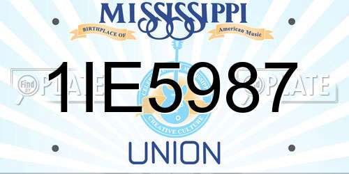 1IE5987 Mississippi License Plate